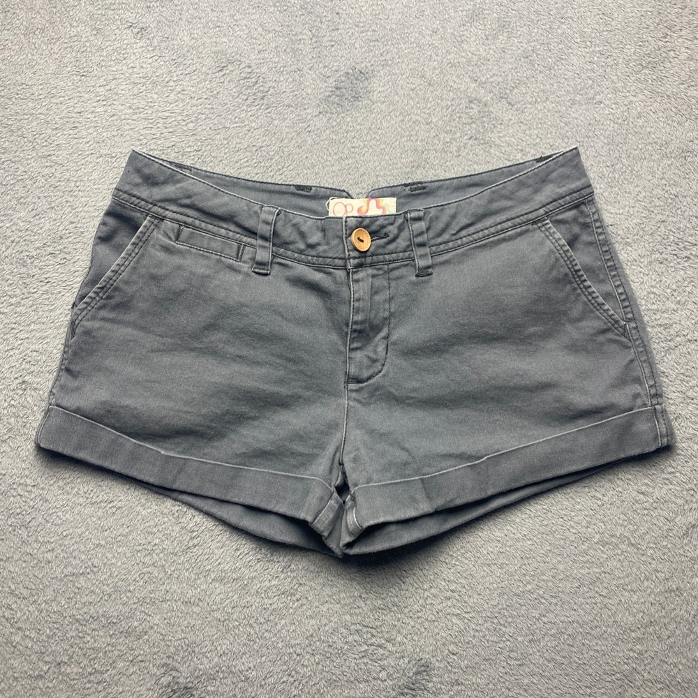OP‎ Ocean Pacific Shorts Womens 7 Soot Gray Cuffed Chino Shorts Cotton